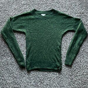 H&M Sparkly Green Long Sleeve Shirt Womens Large Shimmer Winter Knit Sweater